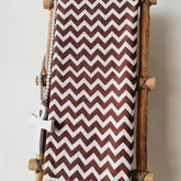 Brown Cotton Throw with Zig-Zag Pattern and Natural Fringe | 125×195cm